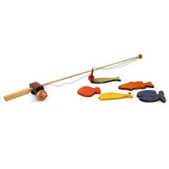 Wooden Fishing Rod & Fish|Canne à Pêche et ses poissons
