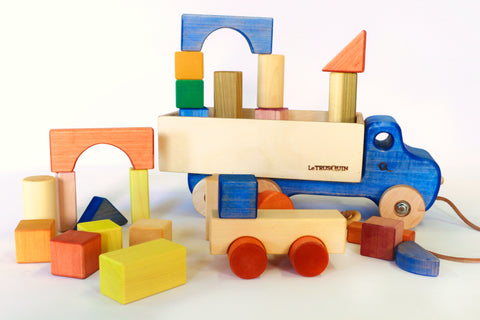 Wooden Blocs with his Truck|Jeu de Blocs de bois avec son Camion